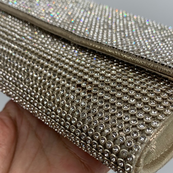 Chic NYE New Years Eve party fancy vintage Gold Chain Crossbody Bag purse used - Picture 15 of 17